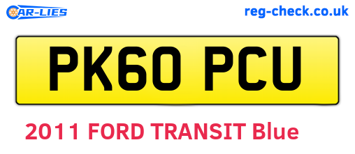 PK60PCU are the vehicle registration plates.