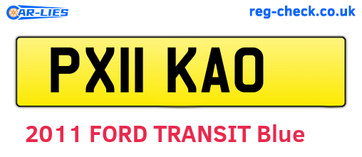 PX11KAO are the vehicle registration plates.