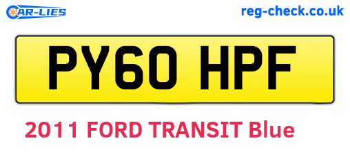 PY60HPF are the vehicle registration plates.