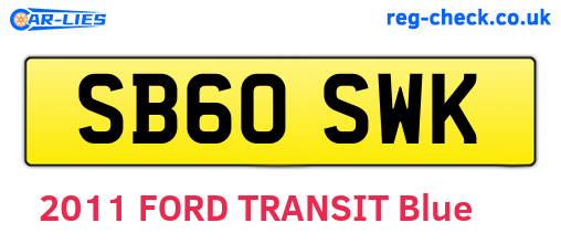 SB60SWK are the vehicle registration plates.