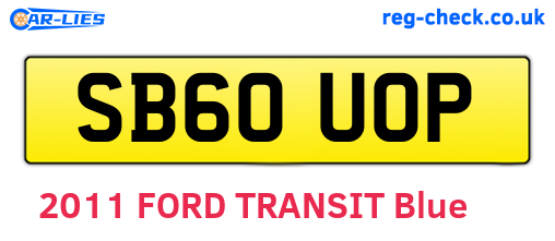 SB60UOP are the vehicle registration plates.