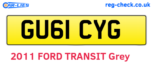 GU61CYG are the vehicle registration plates.