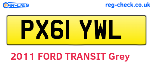 PX61YWL are the vehicle registration plates.