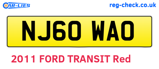 NJ60WAO are the vehicle registration plates.
