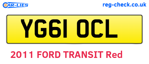 YG61OCL are the vehicle registration plates.