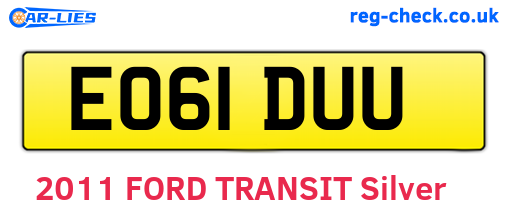 EO61DUU are the vehicle registration plates.