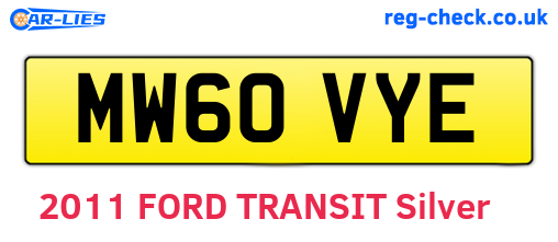 MW60VYE are the vehicle registration plates.