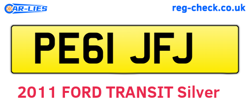 PE61JFJ are the vehicle registration plates.