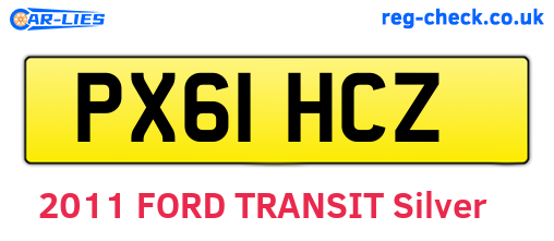 PX61HCZ are the vehicle registration plates.