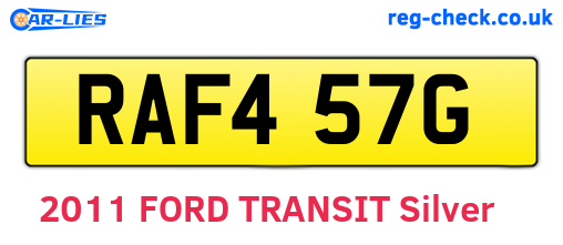 RAF457G are the vehicle registration plates.