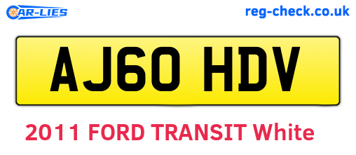 AJ60HDV are the vehicle registration plates.