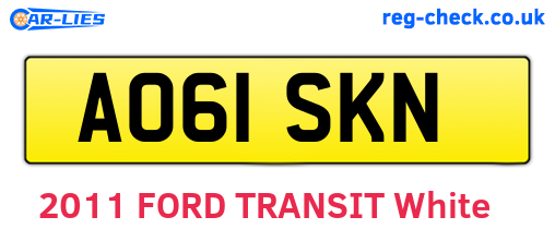 AO61SKN are the vehicle registration plates.