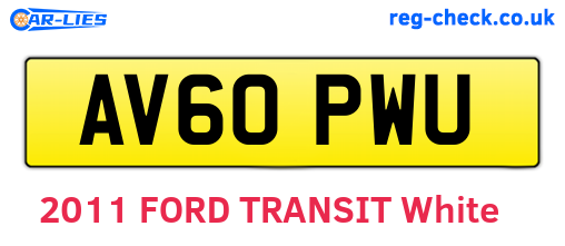 AV60PWU are the vehicle registration plates.