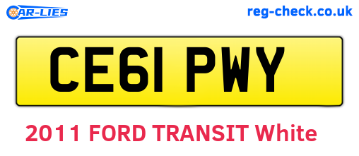 CE61PWY are the vehicle registration plates.