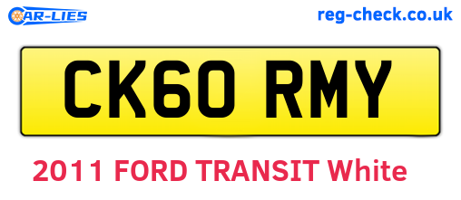 CK60RMY are the vehicle registration plates.