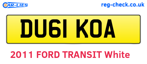 DU61KOA are the vehicle registration plates.