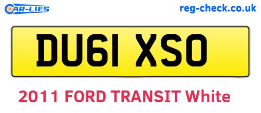 DU61XSO are the vehicle registration plates.