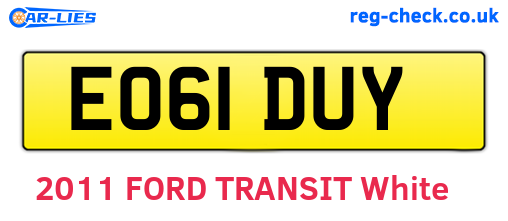 EO61DUY are the vehicle registration plates.