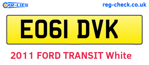 EO61DVK are the vehicle registration plates.