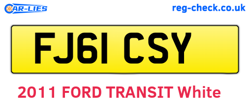 FJ61CSY are the vehicle registration plates.