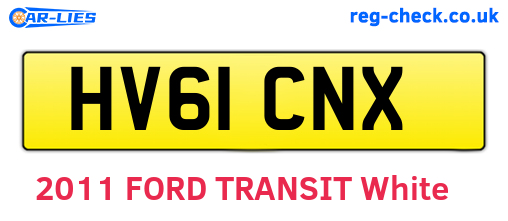 HV61CNX are the vehicle registration plates.