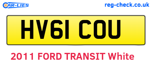 HV61COU are the vehicle registration plates.