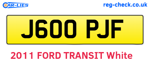 J600PJF are the vehicle registration plates.