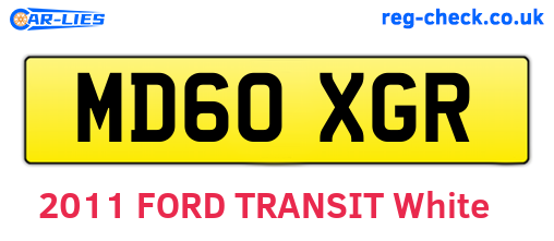 MD60XGR are the vehicle registration plates.
