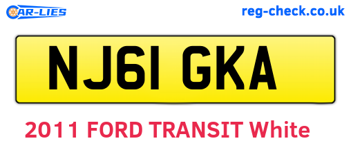 NJ61GKA are the vehicle registration plates.