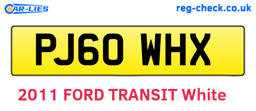 PJ60WHX are the vehicle registration plates.