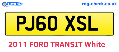 PJ60XSL are the vehicle registration plates.