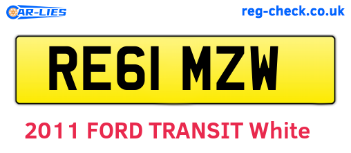 RE61MZW are the vehicle registration plates.