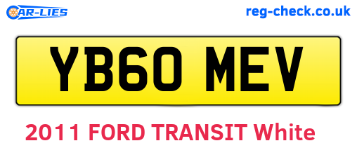 YB60MEV are the vehicle registration plates.