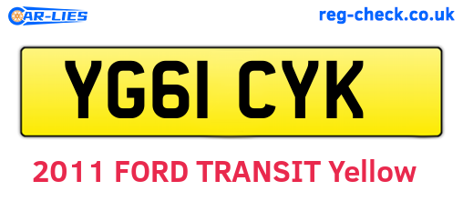YG61CYK are the vehicle registration plates.