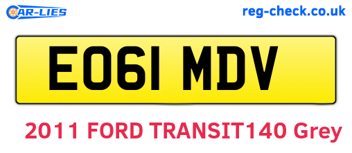 EO61MDV are the vehicle registration plates.
