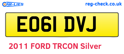 EO61DVJ are the vehicle registration plates.
