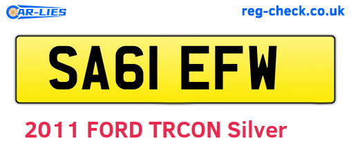SA61EFW are the vehicle registration plates.