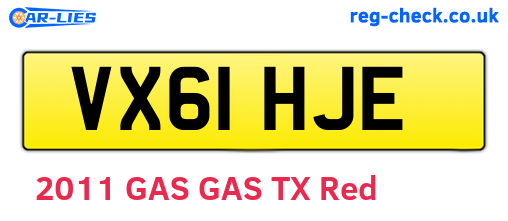 VX61HJE are the vehicle registration plates.