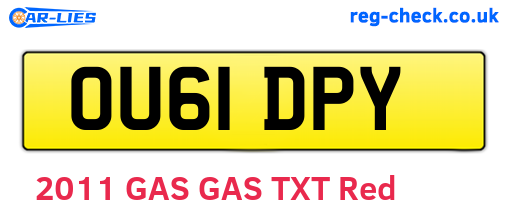 OU61DPY are the vehicle registration plates.
