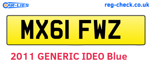 MX61FWZ are the vehicle registration plates.