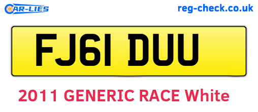FJ61DUU are the vehicle registration plates.