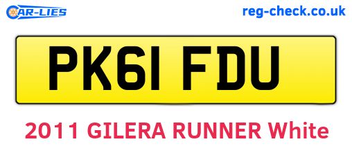 PK61FDU are the vehicle registration plates.