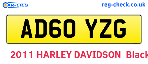 AD60YZG are the vehicle registration plates.