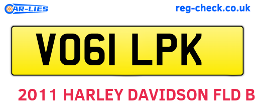 VO61LPK are the vehicle registration plates.