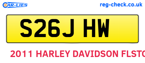 S26JHW are the vehicle registration plates.