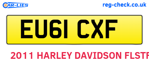 EU61CXF are the vehicle registration plates.