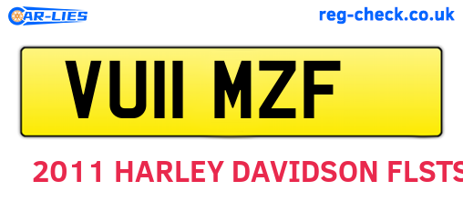VU11MZF are the vehicle registration plates.