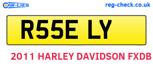 R55ELY are the vehicle registration plates.