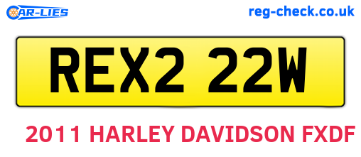 REX222W are the vehicle registration plates.