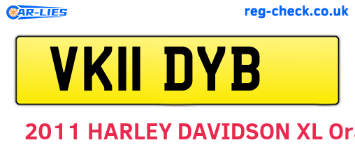 VK11DYB are the vehicle registration plates.